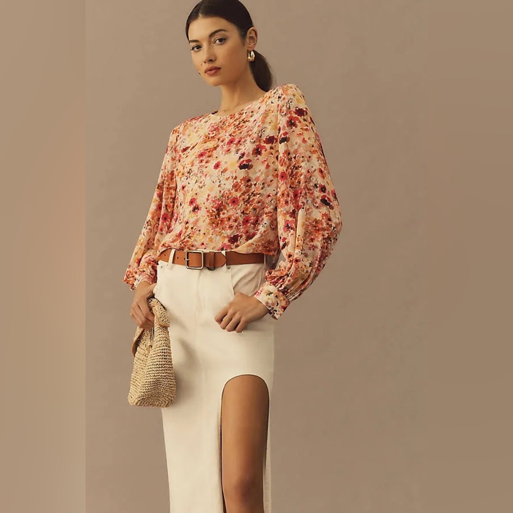 Favorite Daughter The Faye Shirt Button Back Floral Blouse Pink Anthropologie - Picture 5 of 14